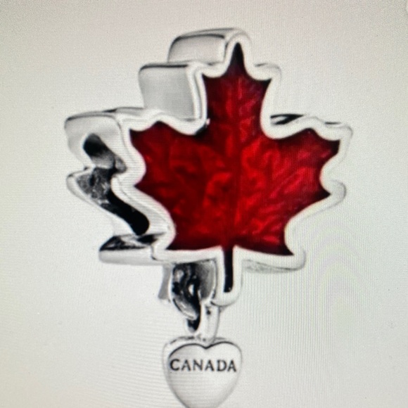 Love Canada Maple Leaf Charm in Sterling Silver, Red Enamel Pandora Compatible - Picture 1 of 1